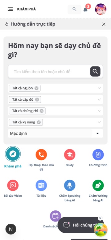 Trang chủ trên điện thoại