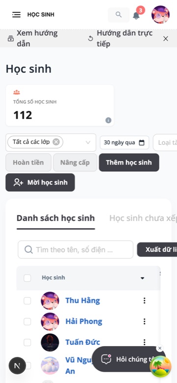 Trang Học sinh trên điện thoại